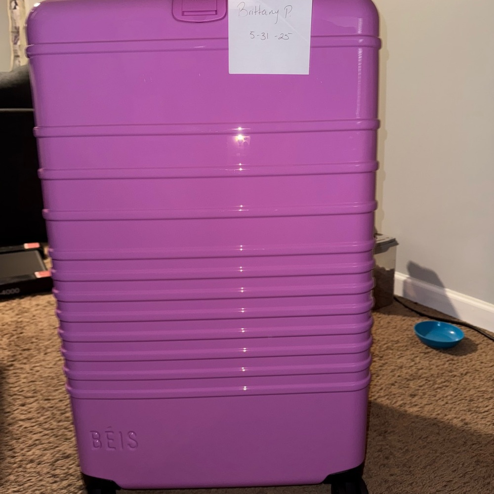 Beis large glossy Berry and large black luggage cover